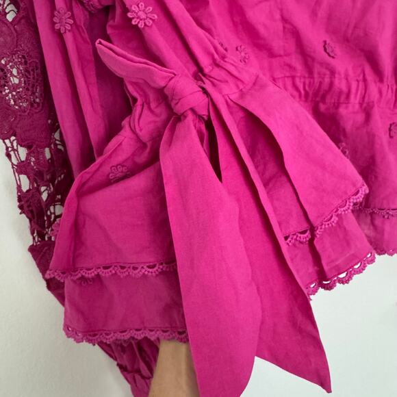 Farm Rio Pink Long Sleeve Blouse in Vibrant Pink - Picture 5 of 8